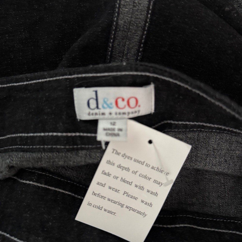Denim & Co Skirt Women 12 Black A-Line Embroidered Dark Wash‎ Denim Casual Boho - Picture 4 of 8